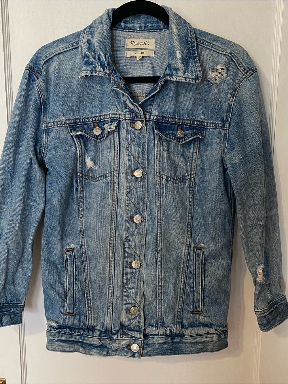 Madewell The Oversized Jean Jacket in Junction Wash: Distressed Edition